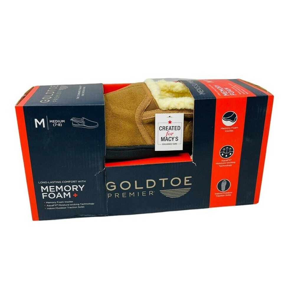 New Gold Toe Memory Foam Men's Slippers Sz Medium 7-8 Memory‎ Foam NIB